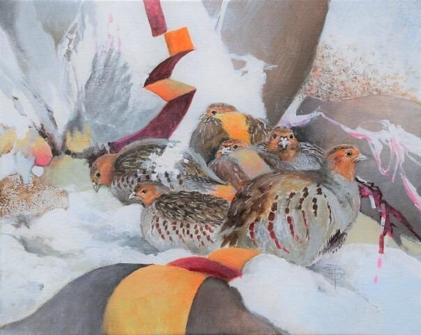 Partridges in snow- M